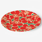 Red Hibiscus Flowers Tropical Hawaiian Luau Papieren Bordje (Gekanteld)