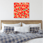 Red Hibiscus Flowers Tropische Hawaiian Wall Art Canvas Afdruk (Insitu (Slaapkamer))