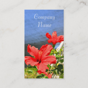 Red Hibiscus Flowers Visitekaartjes