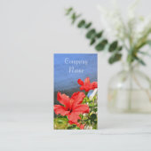 Red Hibiscus Flowers Visitekaartjes (Staand voorkant)