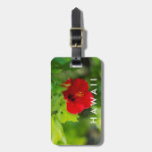 Red Hibiscus Hawaii Tropische Bloem Bagagelabel (Voorkant verticaal)