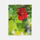 Red Hibiscus Hawaii Tropische Bloem Fleece Deken (Voorkant)