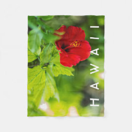 Red Hibiscus Hawaii Tropische Bloem Fleece Deken