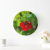 Red Hibiscus Hawaii Tropische Bloem Grote Klok (Huis)