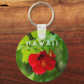 Red Hibiscus Hawaii Tropische Bloem Sleutelhanger (Voorkant)