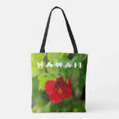 Red Hibiscus Hawaii Tropische Bloem Tote Bag (Achterkant)