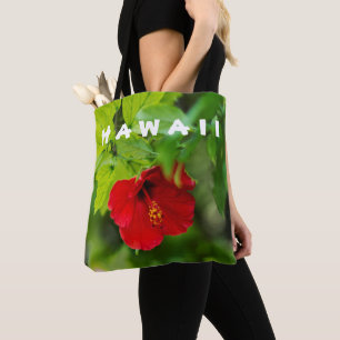 Red Hibiscus Hawaii Tropische Bloem Tote Bag
