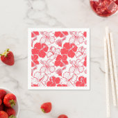 Red Hibiscus Hawaiian flower Pattern Napkins Servet (Insitu)