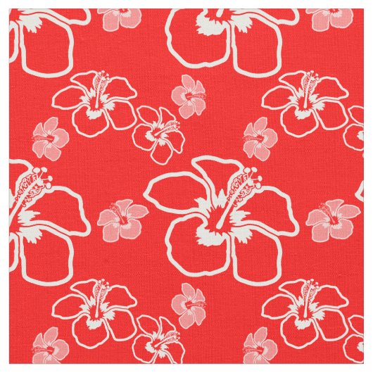 Red Hibiscus Hawaiian Stof (Close Up)