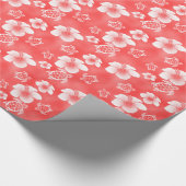 Red Hibiscus Honu Hawaiian Pattern Cadeaupapier (Hoek)