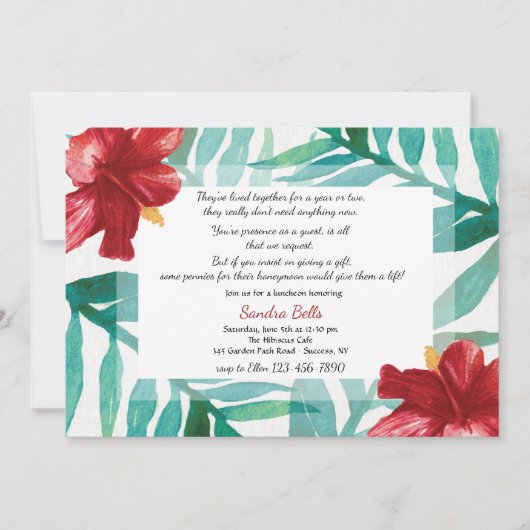 Red Hibiscus Invitation Kaart (Voorkant)