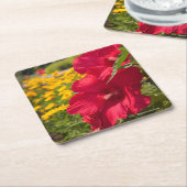 Red Hibiscus Kartonnen Onderzetters (Schuin)