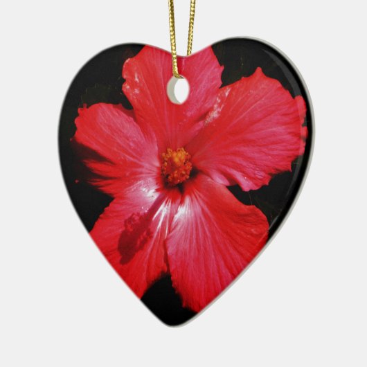 Red Hibiscus Keramisch Ornament (Links)