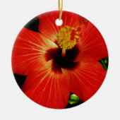 Red Hibiscus Keramisch Ornament (Voorkant)