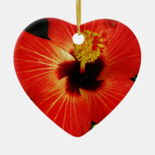Red Hibiscus Keramisch Ornament (Voorkant)