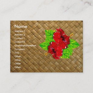 Red Hibiscus Lauhala Visitekaartjes Chubby