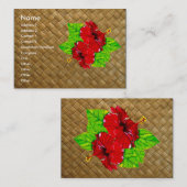 Red Hibiscus Lauhala Visitekaartjes Chubby (Voorkant / Achterkant)