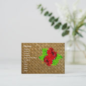 Red Hibiscus Lauhala Visitekaartjes Chubby (Staand voorkant)