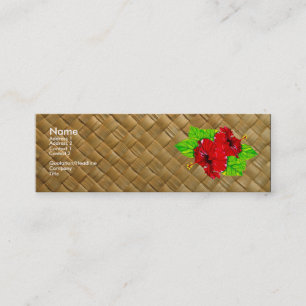 Red Hibiscus Lauhala Visitekaartjes Skinny