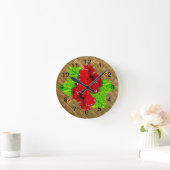 Red Hibiscus Lauhala Wall klok (Huis)