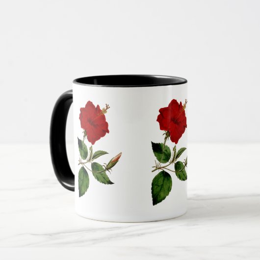 Red Hibiscus met Black Ringer Mok (Voorkant links)