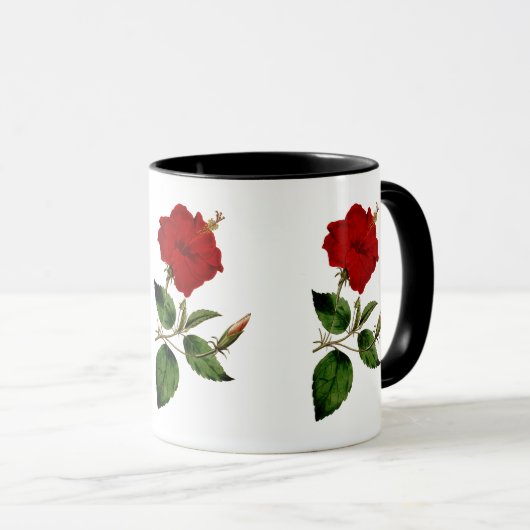 Red Hibiscus met Black Ringer Mok (Voorkant rechts)