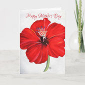 Red Hibiscus Moederdag Kaart (Voorkant)