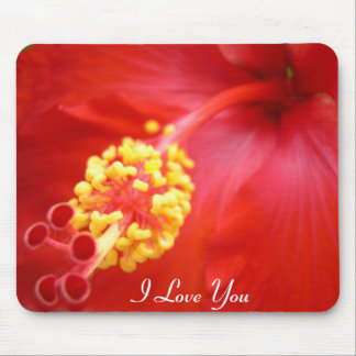 Red Hibiscus Mousepad - Jouw tekst! Muismat
