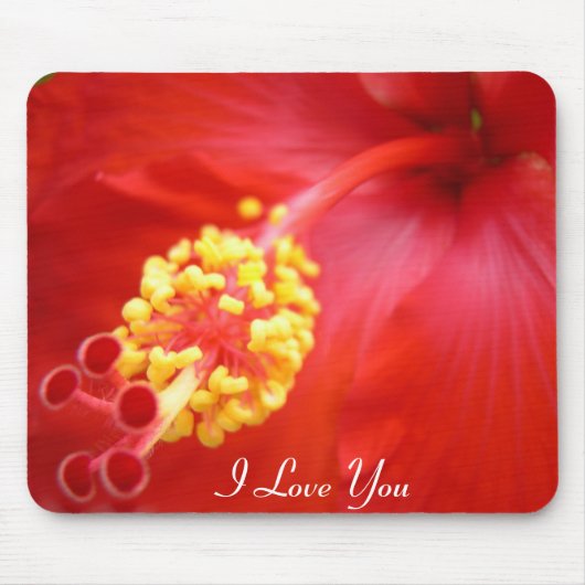 Red Hibiscus Mousepad - Jouw tekst! Muismat (Voorkant)