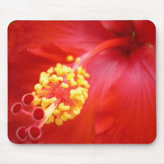 Red Hibiscus Mousepad Muismat (Voorkant)