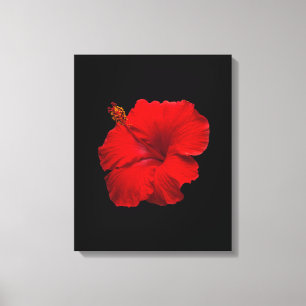 Red Hibiscus on Black - Gepersonaliseerd Sjabloon Canvas Afdruk