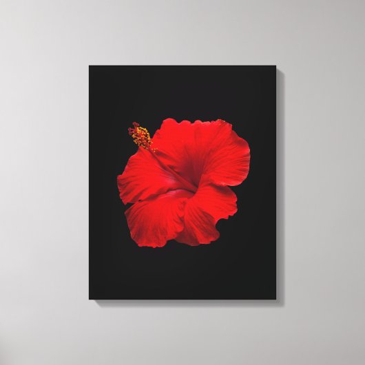 Red Hibiscus on Black - Gepersonaliseerd Sjabloon Canvas Afdruk (Voorkant)