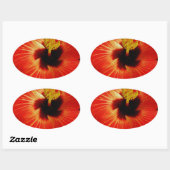 Red Hibiscus Ovale Sticker (Vel)