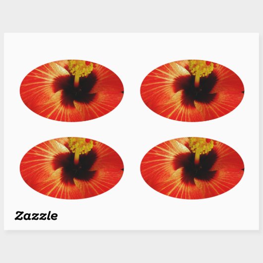 Red Hibiscus Ovale Sticker (Vel)