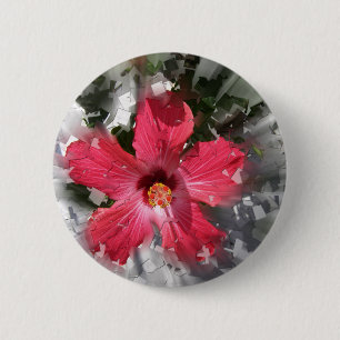 Red Hibiscus Ronde Button 5,7 Cm