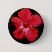 Red Hibiscus Ronde Button 5,7 Cm (Voorkant)