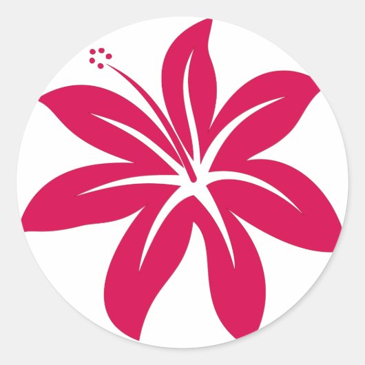 Red Hibiscus Ronde Sticker (Voorkant)