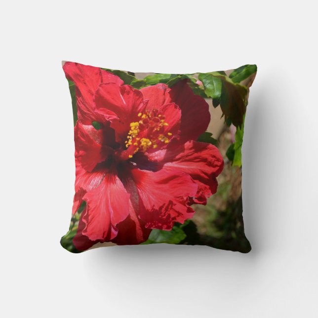 Red Hibiscus Sierkussen (Voorkant)