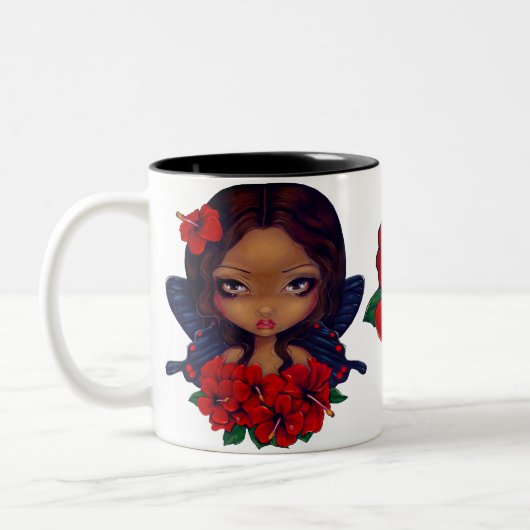Red Hibiscus Tiki Fairy Tweekleurige Koffiemok (Links)