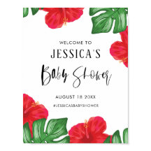 Red Hibiscus Tropical Baby shower Welkom
