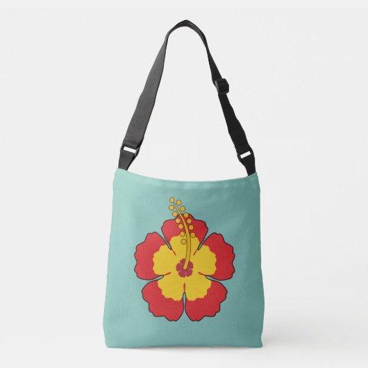 Red Hibiscus Tropical Flower Crossbody Tas (Voorkant)