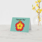 Red Hibiscus Tropical Flower | Jouw tekst toevoege Kaart (Gele Bloem)