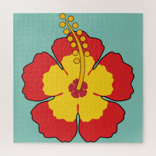 Red Hibiscus Tropical Flower Legpuzzel