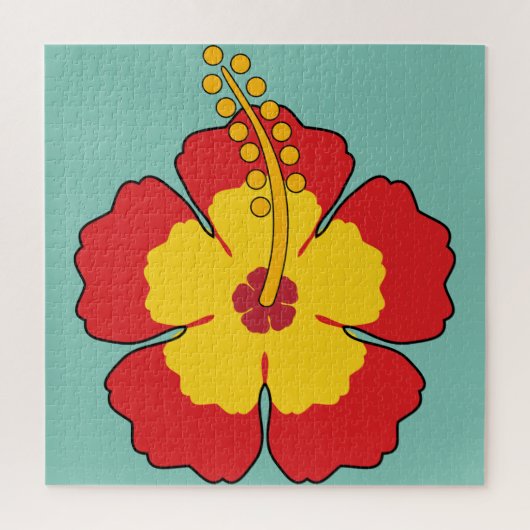 Red Hibiscus Tropical Flower Legpuzzel (Verticaal)