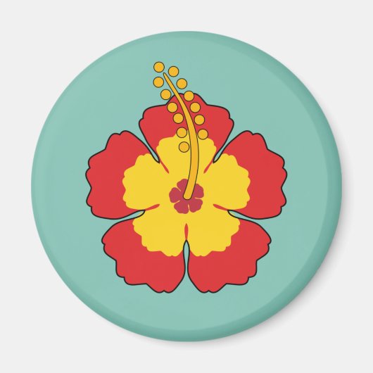 Red Hibiscus Tropical Flower Magneet (Voorkant)