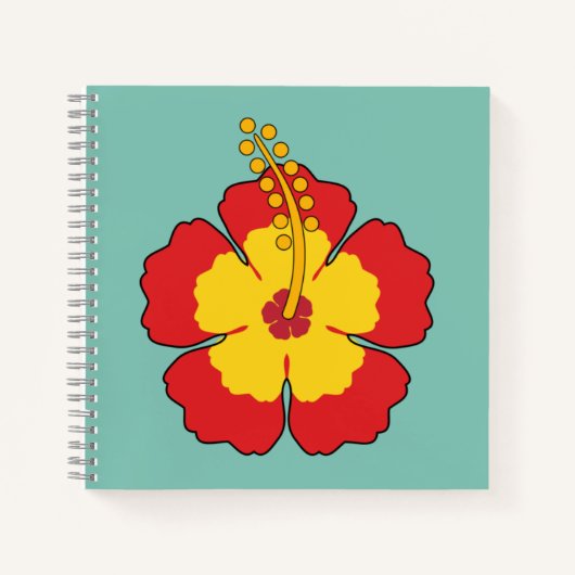 Red Hibiscus Tropical Flower Notitieboek (Voorkant)