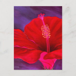 Red Hibiscus Tropical Flower Painting - Multi Briefkaart