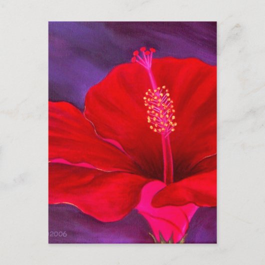 Red Hibiscus Tropical Flower Painting - Multi Briefkaart (Voorkant)