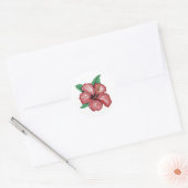 Red Hibiscus Tropical Flower Ronde Sticker (Envelop)