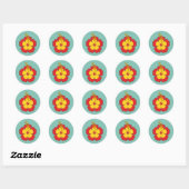 Red Hibiscus Tropical Flower Ronde Sticker (Vel)